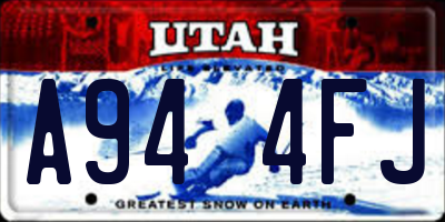 UT license plate A944FJ