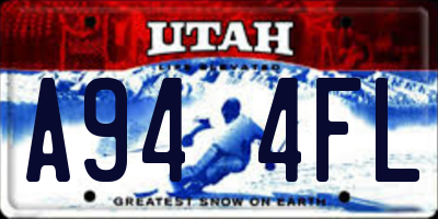 UT license plate A944FL