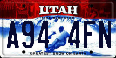 UT license plate A944FN