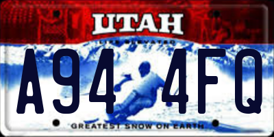 UT license plate A944FQ