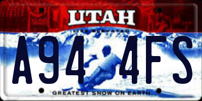 UT license plate A944FS