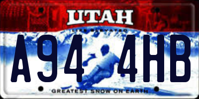UT license plate A944HB