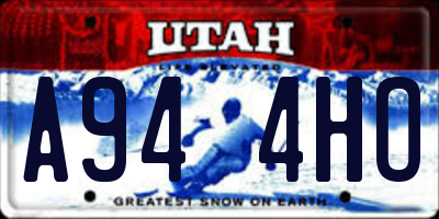 UT license plate A944HO