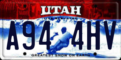 UT license plate A944HV