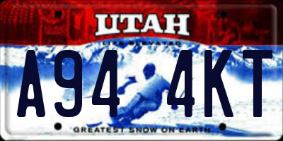 UT license plate A944KT