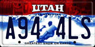UT license plate A944LS