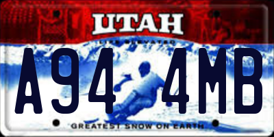 UT license plate A944MB