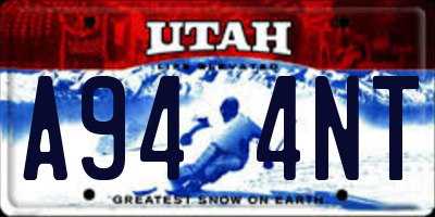 UT license plate A944NT