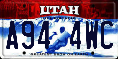 UT license plate A944WC