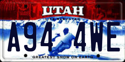 UT license plate A944WE