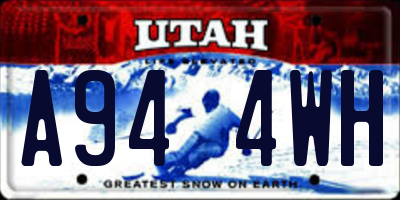 UT license plate A944WH