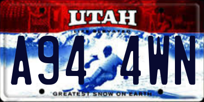 UT license plate A944WN