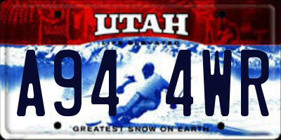 UT license plate A944WR