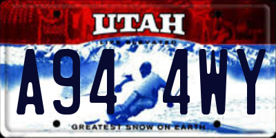 UT license plate A944WY