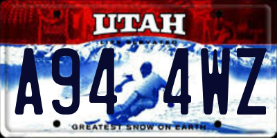 UT license plate A944WZ