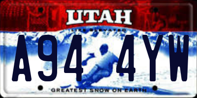 UT license plate A944YW