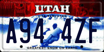 UT license plate A944ZF