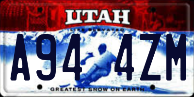 UT license plate A944ZM