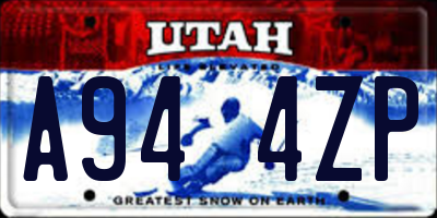 UT license plate A944ZP