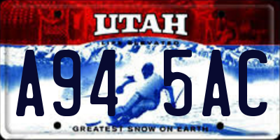 UT license plate A945AC