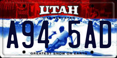 UT license plate A945AD