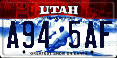 UT license plate A945AF
