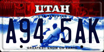UT license plate A945AK