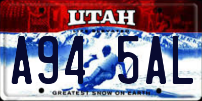 UT license plate A945AL