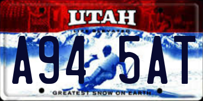 UT license plate A945AT