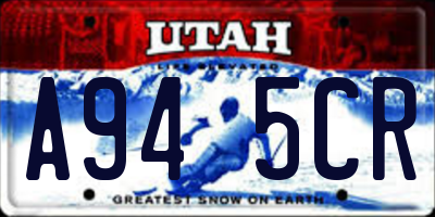 UT license plate A945CR
