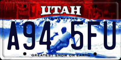 UT license plate A945FU