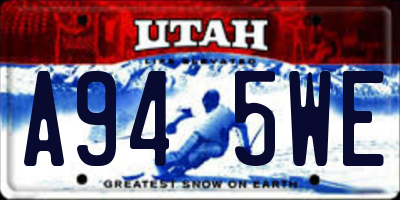 UT license plate A945WE
