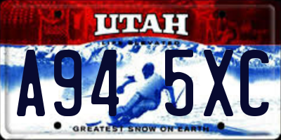 UT license plate A945XC