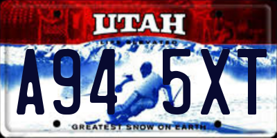 UT license plate A945XT