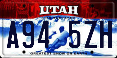 UT license plate A945ZH