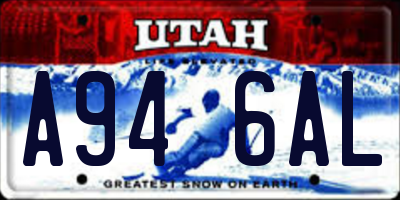 UT license plate A946AL
