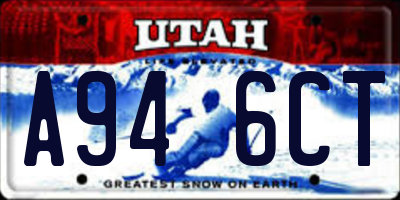 UT license plate A946CT