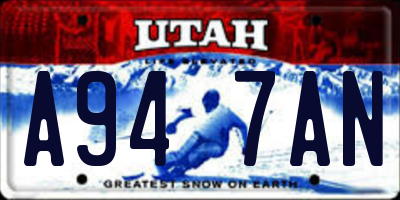 UT license plate A947AN