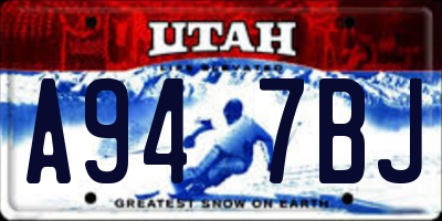 UT license plate A947BJ