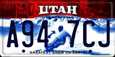 UT license plate A947CJ