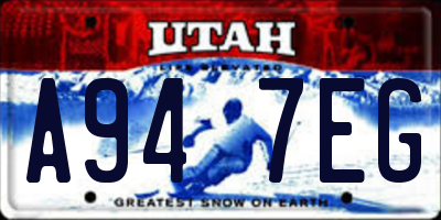UT license plate A947EG