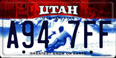 UT license plate A947FF