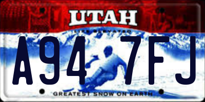 UT license plate A947FJ