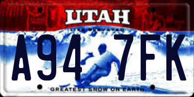 UT license plate A947FK