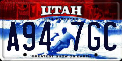 UT license plate A947GC