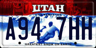 UT license plate A947HH