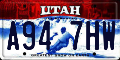 UT license plate A947HW