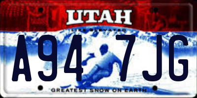 UT license plate A947JG