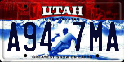 UT license plate A947MA