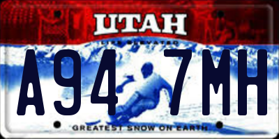 UT license plate A947MH